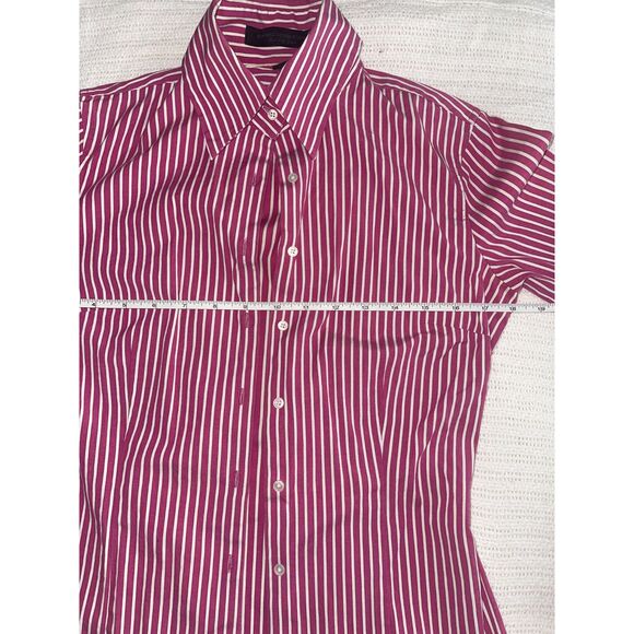 Express Women’s Ultimate Essential Red/White Striped Button Shirt Sz 2 - Picture 3 of 6